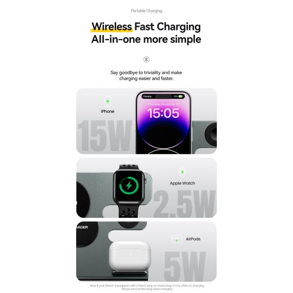 OJD-119 Series Fantasy 3 in 1 Wireless Charger PD Phone and Watch Charging Station