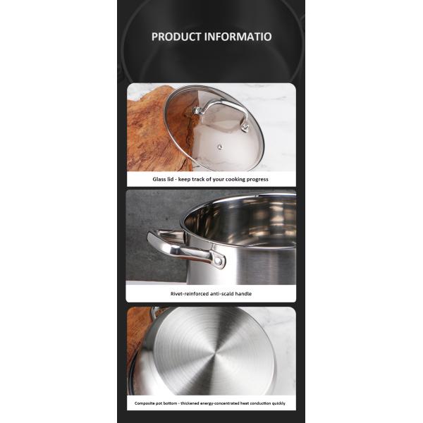 New Arrival 3 Piece Cookware Set Stainless Steel Soup Pot Stock Pot Set Cooking Cookware Set