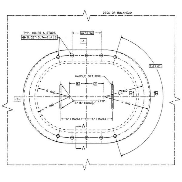 ASTM F1142 Bolted Semi Flush Oiltight Watertight Manhole Cover Assembly Marine Outfitting