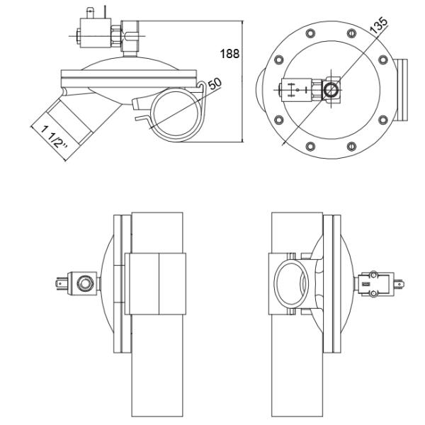 1 1/2'' DN32 Pneumatic Diaphragm Solenoid Valve For Animal Feed Plant