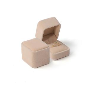 Beige Square Velvet Jewelry wedding ring packaging Jewellery Box