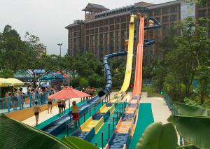 China Fiberglass Kamikaze Water Slide Customized High Speed Water Slide 12m Height on sale