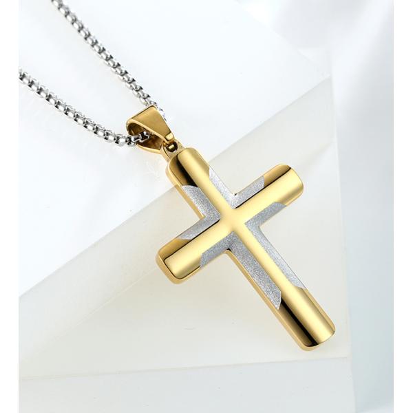 Provide Mould Making Fashion Cross Pendant Gold and Titanium Prayer Choker for Men Stainless Steel Necklaces