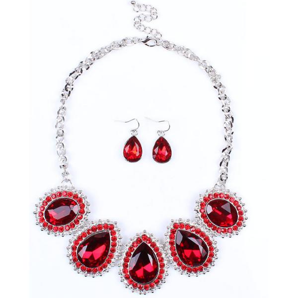 Wedding jewelry alloy rhinestone drops suit multicolor diamond necklace earring jewelry