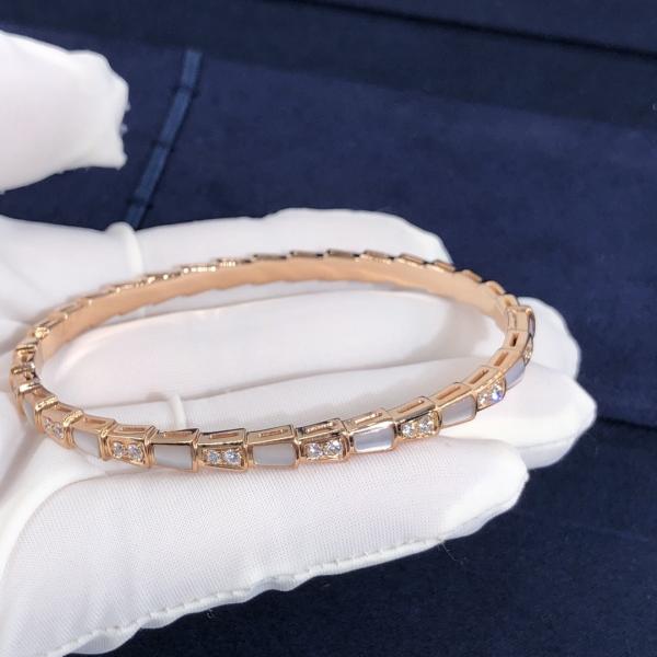 Elegant i 18k Gold Serpenti Viper Bracelet White MOP Natural Diamonds Real Gold Real Diamonds