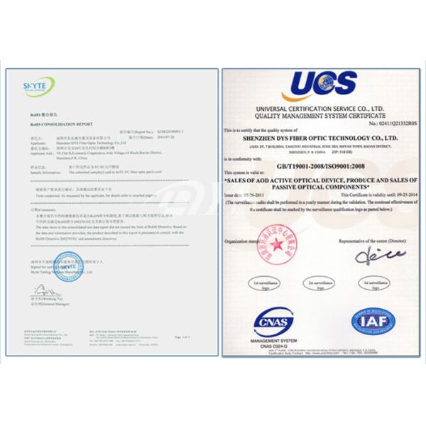 Profession DYS Optical Fiber Patch Cord With FC, SC, ST Type