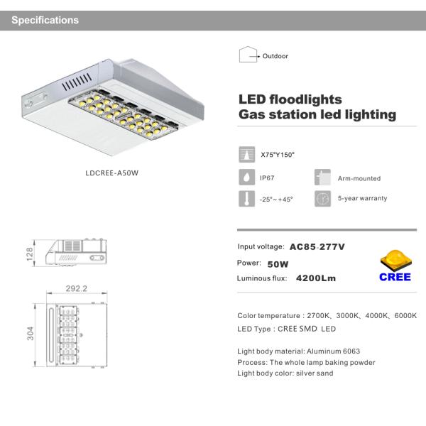50W LED Street light High brightness CREE 5 years warranty LED Road Lighting IP67