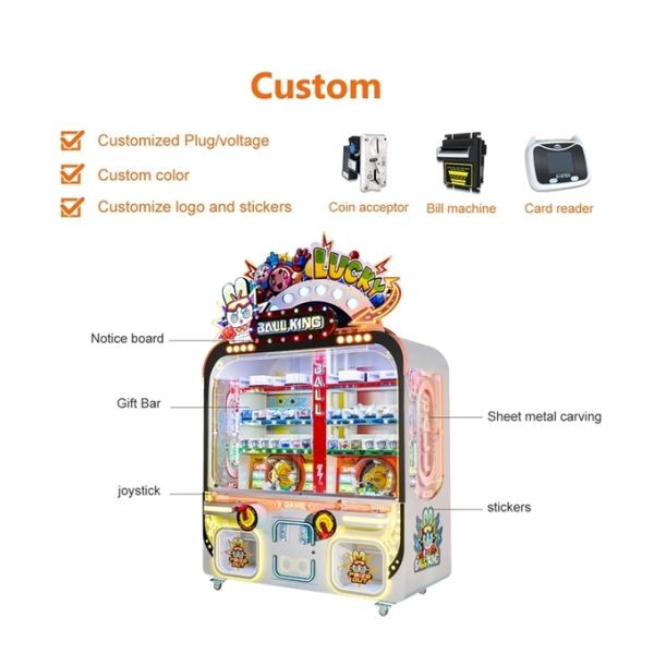 Coin-Operated Ball Roller Catch Arcade Prize Vending Machine - Interactive Arcade Game