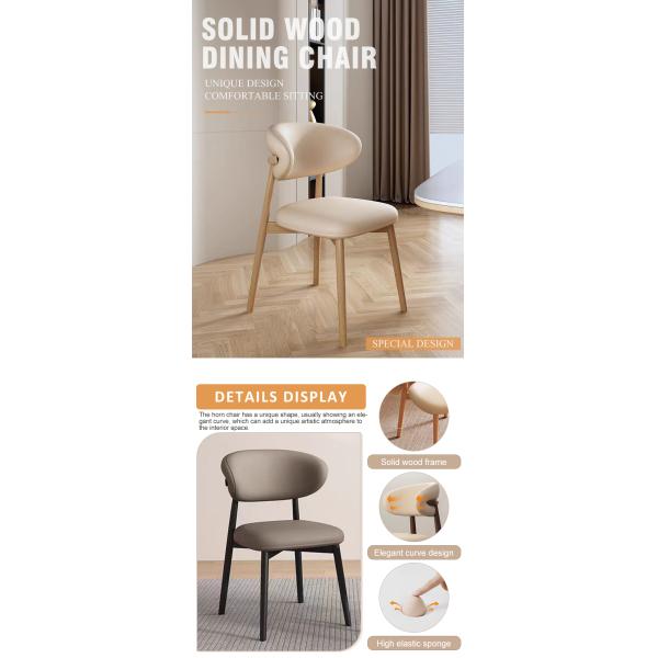 Backrest Dining Chairs Wood Leather Wooden Dining Chair For Coffee Shop