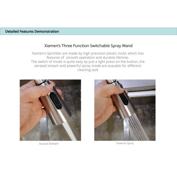 ODM Stainless Steel Pull Out Kitchen Tap Gooseneck Spout Sink Faucet