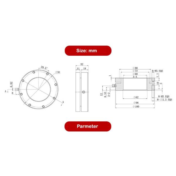 1.5± 1% mV/V Output Sensitivity D75H 650N Washer Type Pressure Force Sensor Load Cell for Force Measurement