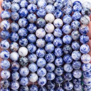 Quality Spiritual Natural Blue Dot Stone 8MM Round Loose Bead For Handmade Jewelry And Keychain wholesale