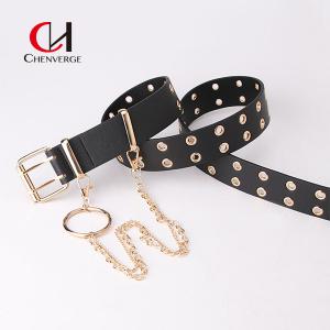 Quality Full Hole Ladies Leather Belt Hip Hop Punk Style Street Cool Wind Chain wholesale