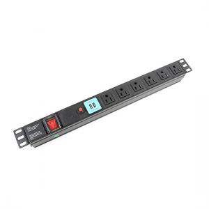 Quality 1U 6 Way Cabinet PDU With Switch And Overload Protection And USB 125V 15A UL wholesale