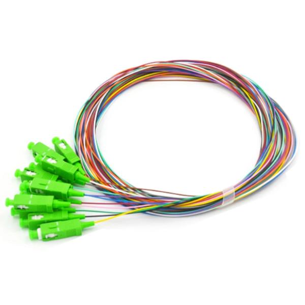 SC APC 12 Fibres OS2 Fibre Optic Pigtail Single Mode Colour Coded