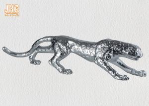Quality Home Decor Silver Leafed Polyresin Animal Figurines Fiberglass Leopard Sculpture wholesale