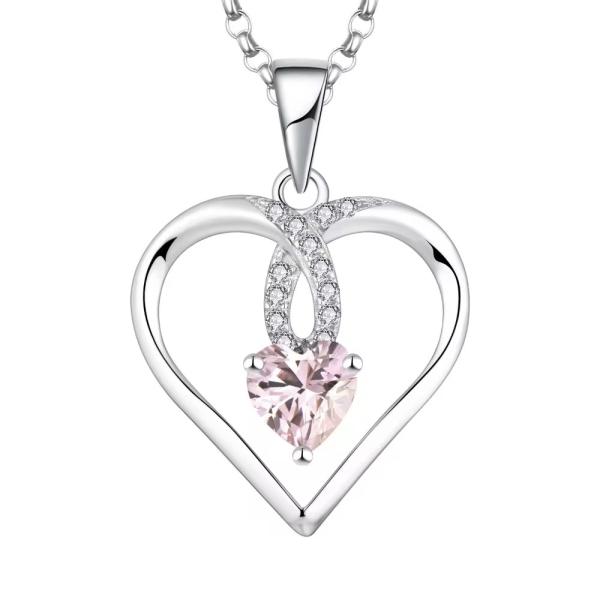 YASVITTI Sparkling Heart 5A Zirconia Necklace Rhodium Plated 925 Sterling Silver Necklace Jewelry