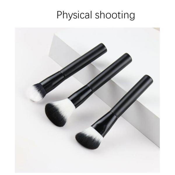 Private Label Oval Makeup Brush Set Wooden Handle Aluminum Black