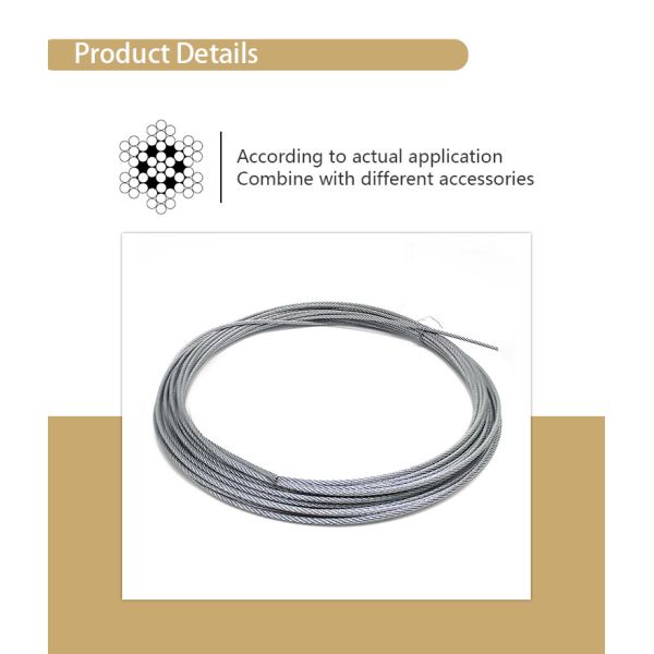 Cable de alambre galvanizado de 7 x 19, 8 mm, 10 mm y 12 mm, cable de elevación suave, antitorsión, grúa, cable de metal resistente.