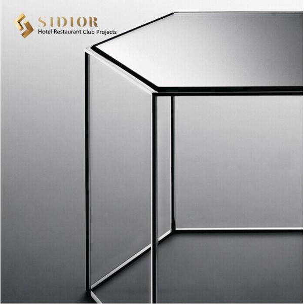 Modern Hexagon Shape White Tempered Glass Coffee Table 40cm Height