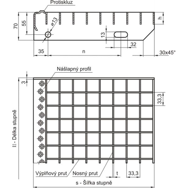drawing of grating stairs