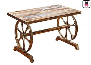 China 4ft*2ft Plywood / Cast Iron Table Base Industrial Style Coffee Table With Wheel Design on sale
