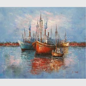Quality Thick Oil Abstract Sailboat Paintings / Hand Painted Boat Landscape Paintings wholesale