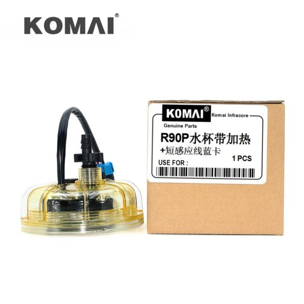 KOMAI Excavator Fuel Filter Cup Bowl Glass With Sensor Heater for R90P Fuel Filter