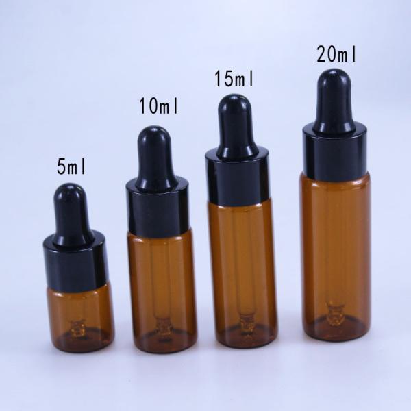 Cosmetics 10ml 15ml 20ml Brown Glass Dropper Bottle For Essential Oil