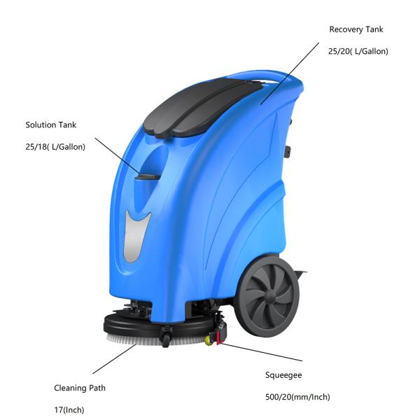 YL-817 Walk Behind Compact Floor Scrubbers With Big Solution And Recovery Tank, Power Assist System