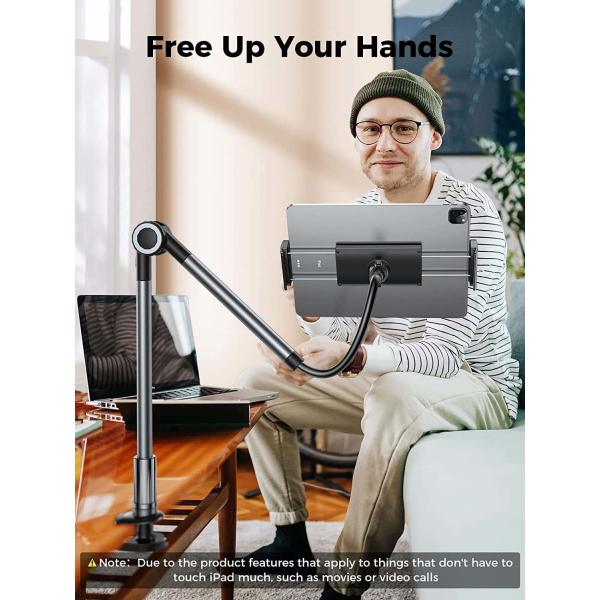 Phone Tablet Holder Gooseneck Mount Clamp Flexible Lazy Long Arm
