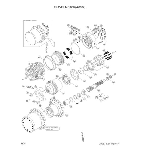 Excavator Spare Parts R305-7 31N8-40011 Travel Motor Assy For Hyundai Hyundai Motor