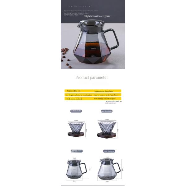 Borosilicate Glass Coffee Pot Heat-Resistant Pour over and Espresso Brewer Tea Urn Server