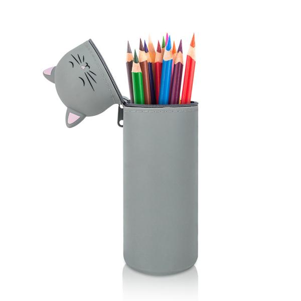 Versatile 2-In-1 Silicone Pencil Holder Pouch Easy To Clean School Office Supplies Kids Stationery For Christmas Gift