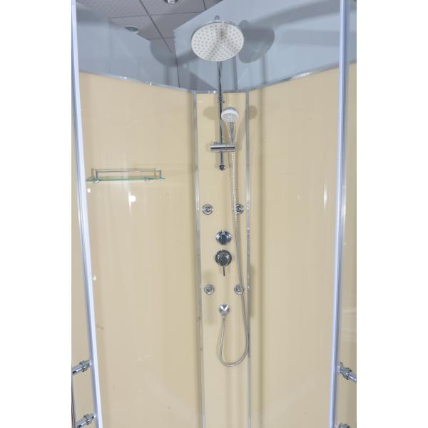 Circle Quadrant Shower Cabin with white acrylic tray chrome aluminium