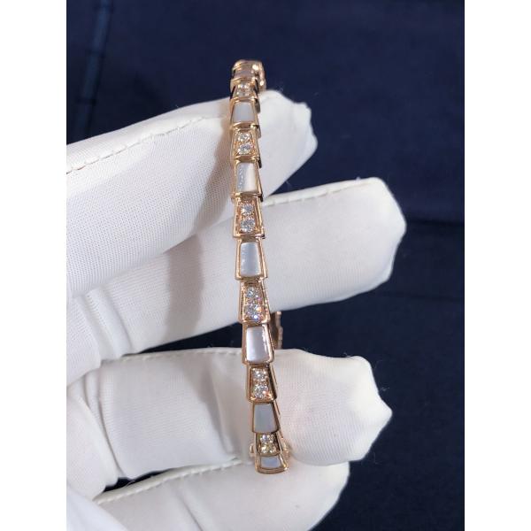 Elegant i 18k Gold Serpenti Viper Bracelet White MOP Natural Diamonds Real Gold Real Diamonds