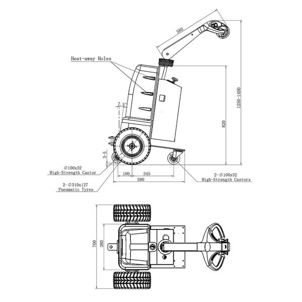 1 Ton 1.5 Ton Walkie Electric Tow Tractor 6km/H Travel Speed Electromagnetic Brake