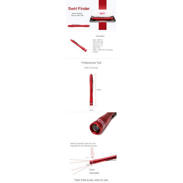 Easily Use Customized Red Swirl Finder Light For Car Polishing Paints