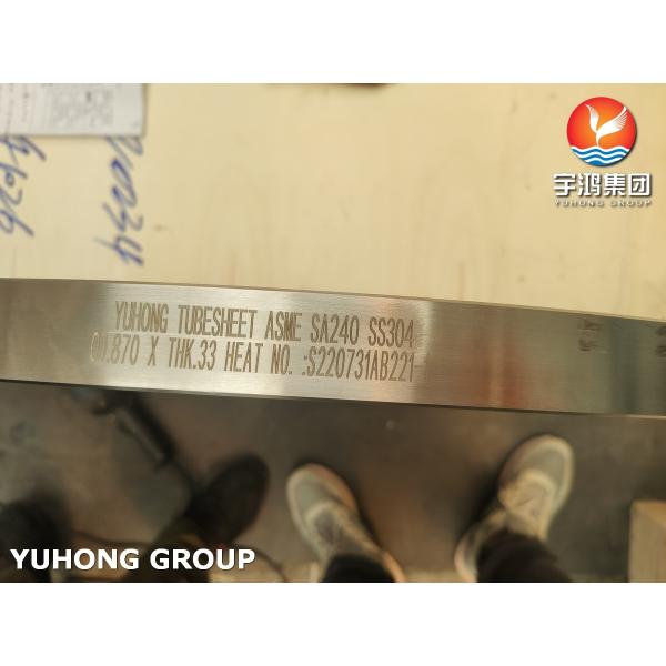 ASME SA240 SS304 Stainless Steel Tubesheet For Heat Exchanger