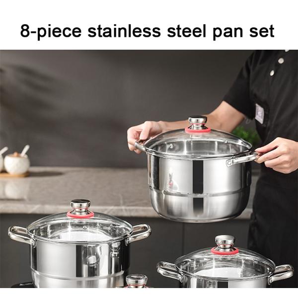 Factory Direct Sale Kitchen 8 Pcs Cooking Pots Cookware Sets Stainless Steel Soup Pot Set Cooking Pot Sets
