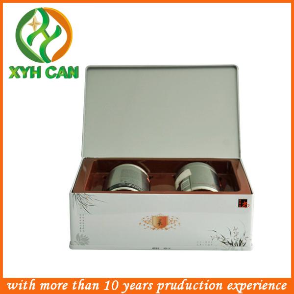 Tea Tin Can Tall Round Canister Recyclable Vintage Tinplate Box for Food Tea