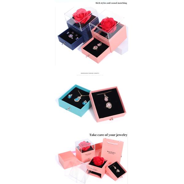 Valentine's Day Rose Box Drawer Type Jewelry Packaging Box with Square Shape