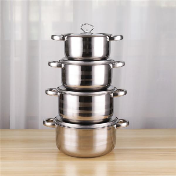 8pcs Quality Stainless Steel 410 Soup Pot 20cm 24cm Restaurants Cookware Cooking Set