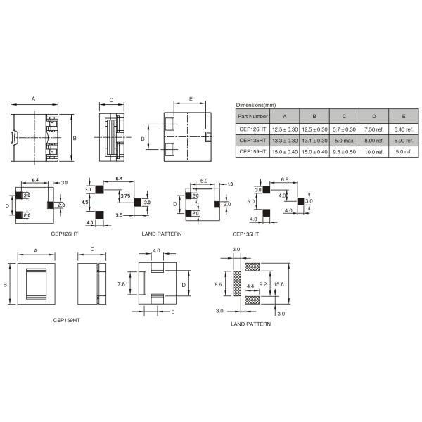 SMD High Current Inductors , Flat Wire , Single Winding , Low DCR Chokes