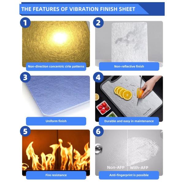 201 304 316 430 Grade 1.2mm 4x8 4x10 Sheet Anti-Fingerprint Vibration Finish Stainless Steel