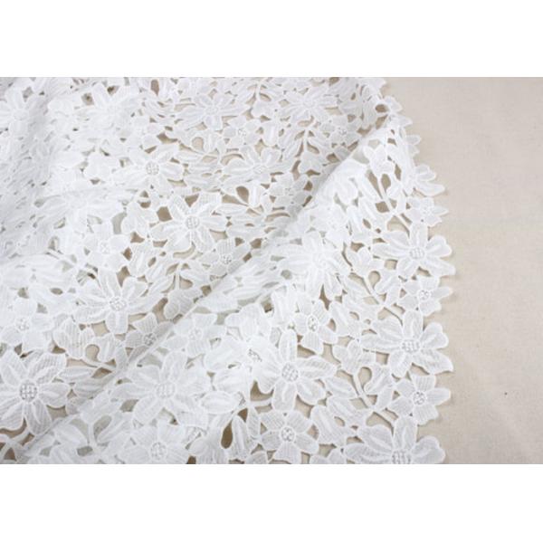Ivory Guipure Cotton Stretch Lace Fabric By The Yard With 3D Flower Design