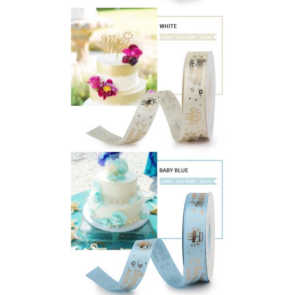 3 inch Solid Color taps printed letter for birthday party Polyester Material Satin Ribbon