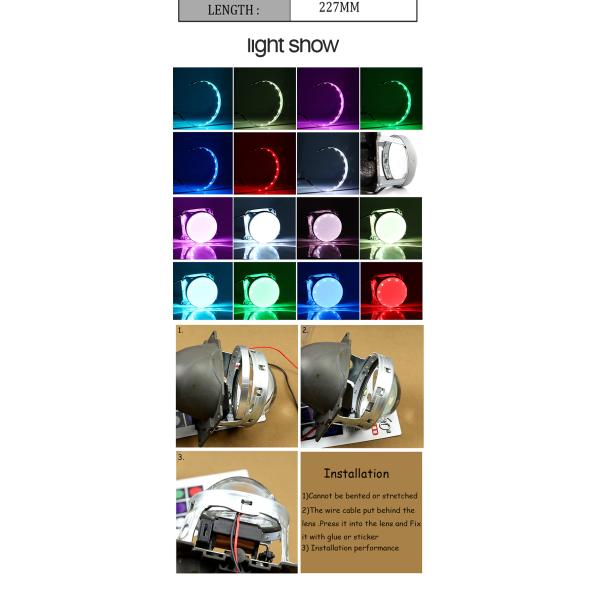 DC12V 5000lm APP Control LED Car Ambient Lights SMD Projector Auto Styling Demon Led Halo Rings Kit