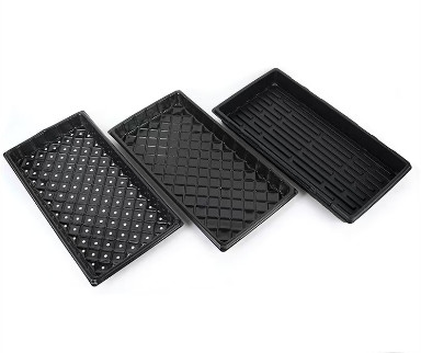 Black Hard Rectangular Flat Grow Trays Greenhouse Seed Starter Tray With Holes