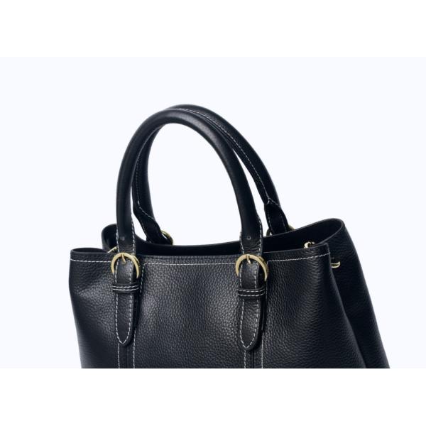 Black First Layer Cowhide Leather Tote Handbags ODM Zipper